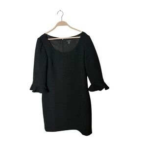 Ann Taylor size 8 texture shift dress 3/4 ruffle bell sleeve womens